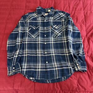 Levis Pearl Snap Mens Western Shirt Medium (M) Blue